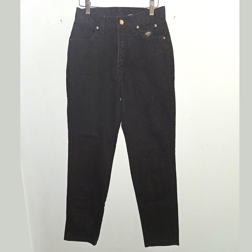 Harley Davidson Biker Black Denim Jeans 100% Cotton